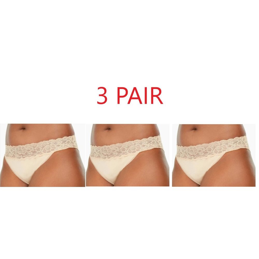 CALVIN KLEIN Intimates Beige Lace Trim Solid Everyday Bikini Plus Size 1X 3 PAIR